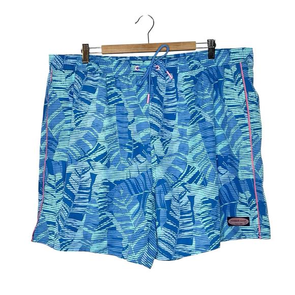 Vineyard Vines 7” Chappy Trunks Camo Bayside Blue Mens XXL Tropical Swim - Picture 1 of 7